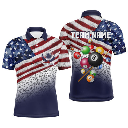 Billiard Polo Shirts, Customized Us Flag 3D Billiard Balls Polo & Polo Shirt, Patriotic Billiard Jersey Attire, Billiards Team Shirts