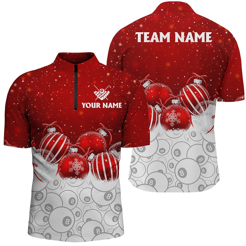 Billiard Polo Shirts, Cute Christmas Shirts Customized Billiard 8 Ball Pool Pattern Polo Shirts Best Christmas Gifts, Billiards Team Shirts