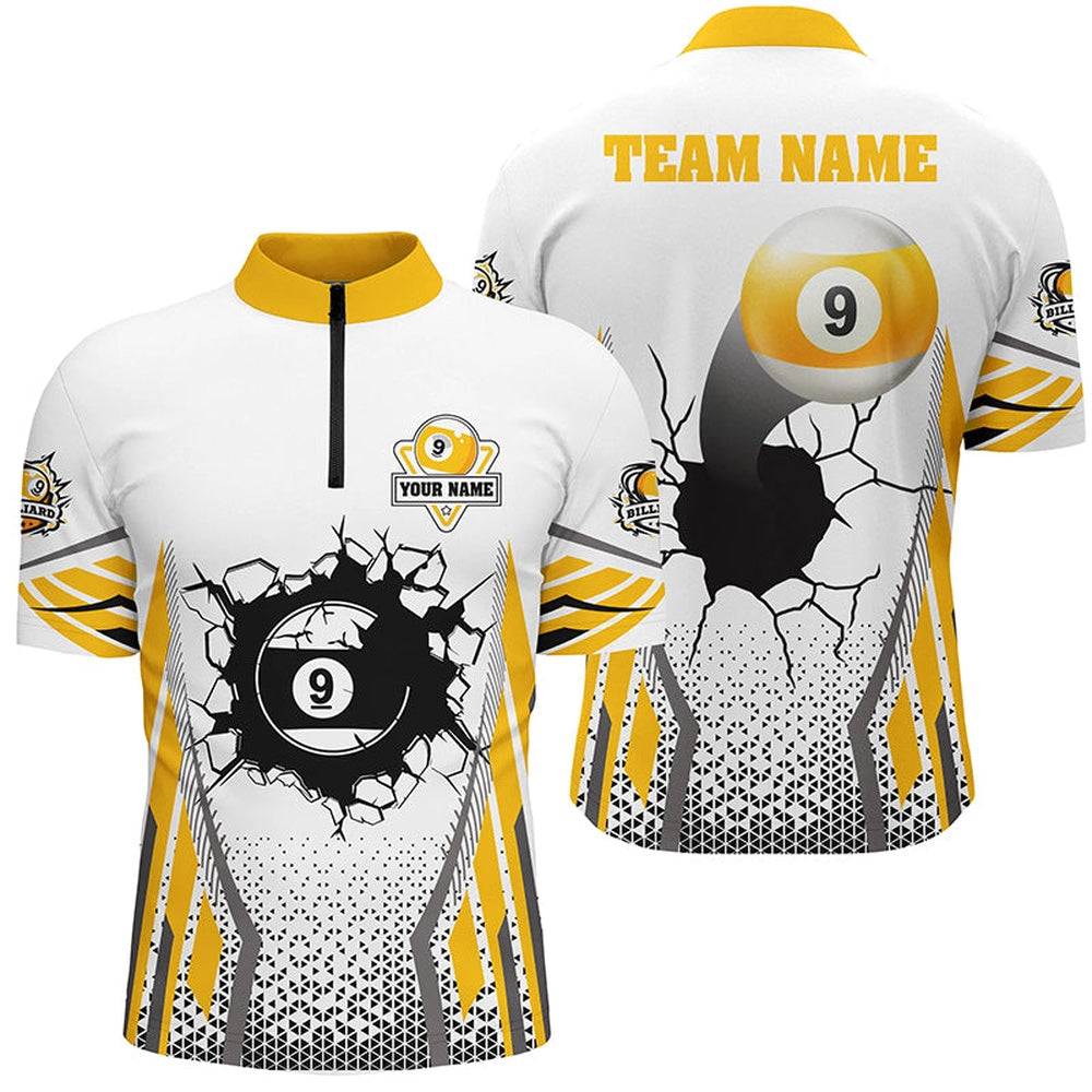 Billiard Polo Shirts, Funny 9 Ball Pool Billiards Polo Shirts Custom 9 Ball Billiard Jerseys Attire, Billiards Team Shirts