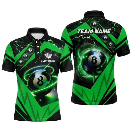 Billiard Polo Shirts, Green 8 Ball Pool Billiard Jersey Custom Billiard Polo Shirts Team League Billiard Shirts, Billiards Team Shirts