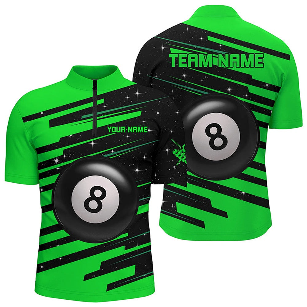 Billiard Polo Shirts, Green 8 Ball Pool Billiard Jerseys Polo Shirts Custom Team League Billiard Shirts, Billiards Team Shirts