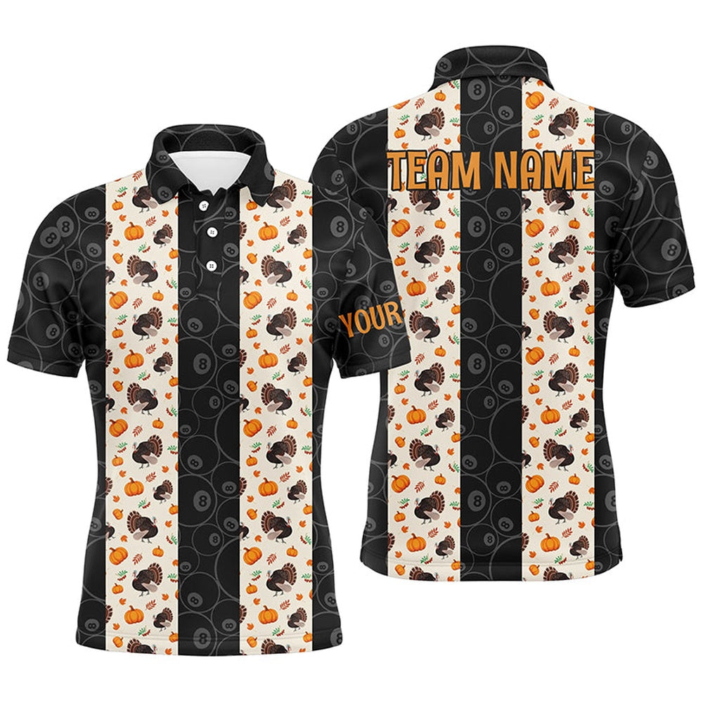 Billiard Polo Shirts, Happy Thanksgiving Days Turkey Chicken And Pumpkins Pattern Custom Billiard Polo Shirts, Billiards Team Shirts