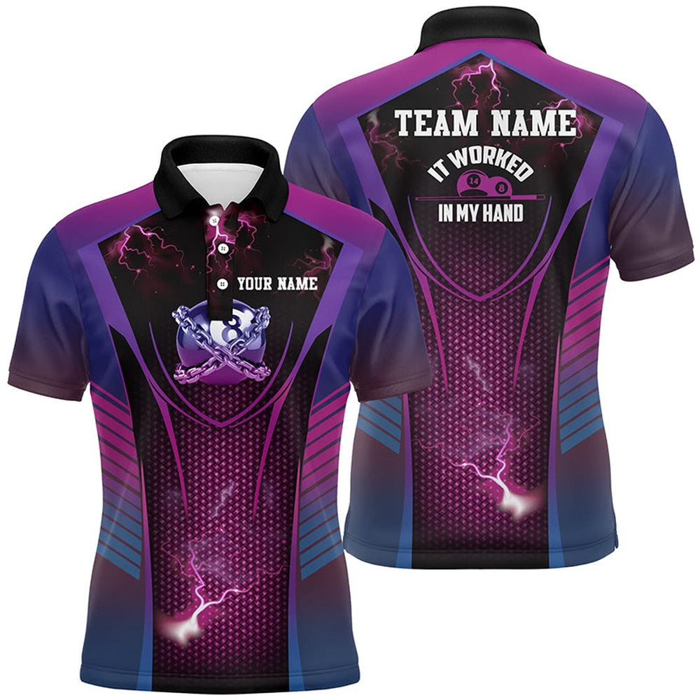 Billiard Polo Shirts, It Worked In My Hand Funny 8 Ball Billiard 3D Polo Shirts, Custom Funny Pool Shirts, Billiards Team Shirts