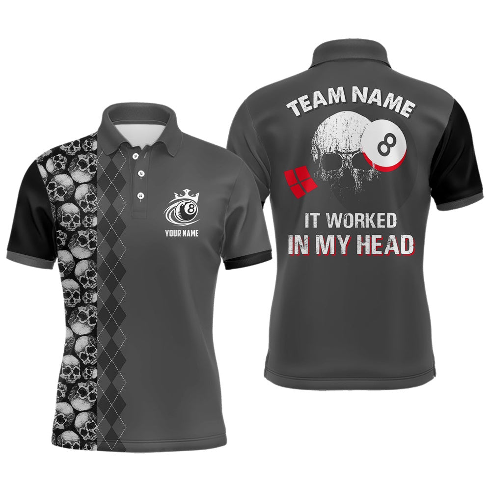 Billiard Polo Shirts, It Worked In My Head Custom 3D Printing Pool Ball Polo Shirts, Best Billiards Gift Idea, Billiards Team Shirts