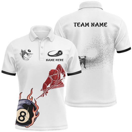 Billiard Polo Shirts, Personalize Flaming 8 Ball Billiard Shirts, Custom Billiard Polo Shirts For Pool Lover, Billiards Team Shirts