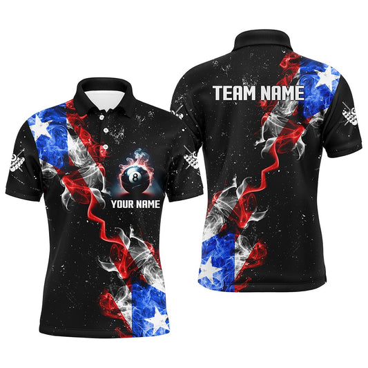 Billiard Polo Shirts, Personalize Grunge Us Flag Smoke Billiard Polo Shirts Custom Patriotic Billiard Jerseys Uniform, Billiards Team Shirts