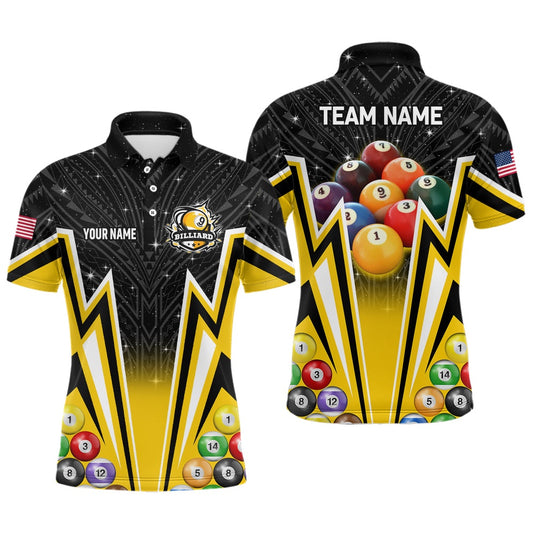 Billiard Polo Shirts, Personalized 3D 9 Ball Billiard Jerseys Polo Shirts, 9 Ball Pool Team League Billiard Shirts, Billiards Team Shirts