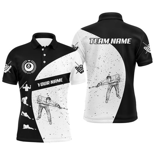 Billiard Polo Shirts, Personalized 3D Funny Billiard 8 Ball Pool Player Polo Shirts, Custom Pool Billiards Jerseys, Billiards Team Shirts