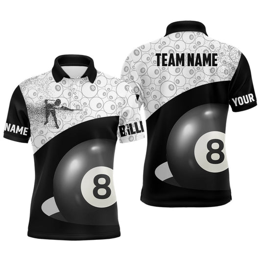 Billiard Polo Shirts, Personalized 3D Funny Billiard Player Polo Shirts, Custom 8 Ball Pattern Billiards Jerseys, Billiards Team Shirts