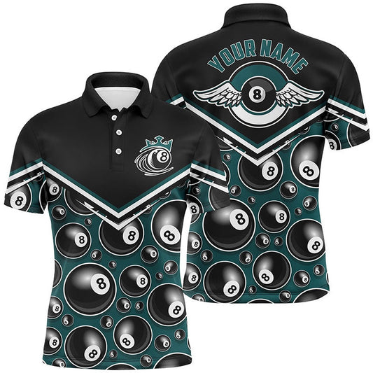 Billiard Polo Shirts, Personalized 3D Funny Billiard Polo Shirts, Custom 8 Ball Pattern Pool Billiard Shirts, Billiards Team Shirts
