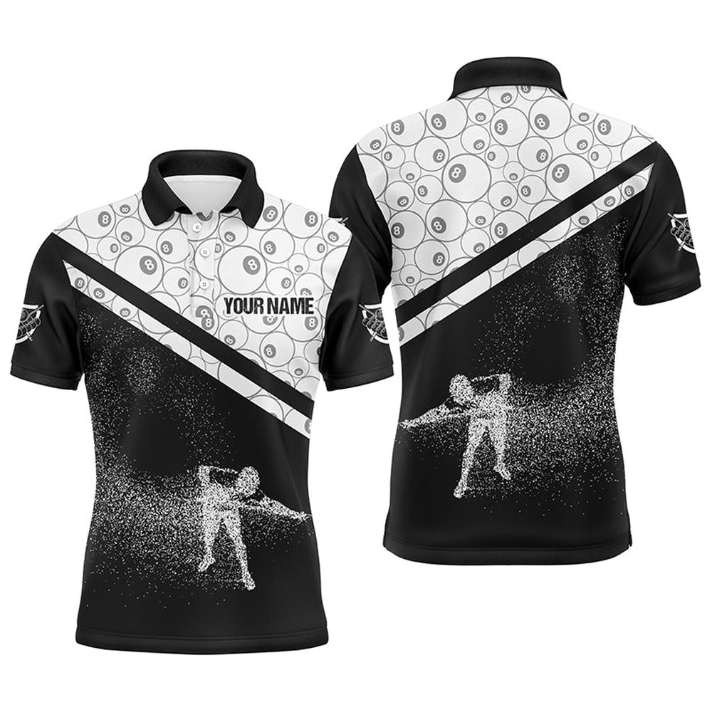 Billiard Polo Shirts, Personalized 3D Funny Billiards Polo Shirts, Ball 8 Pattern Billiard Player Jerseys, Billiards Team Shirts