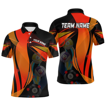 Billiard Polo Shirts, Personalized 3D Orange Billiard Balls Polo Shirts Custom Billiard Pool League Shirts, Billiards Team Shirts