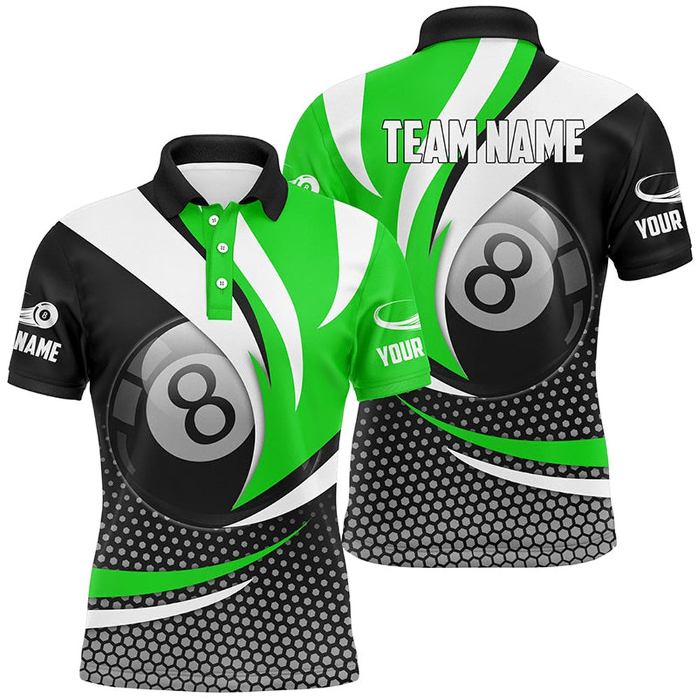 Billiard Polo Shirts, Personalized 8 Ball Billiard Green Version 3D Polo Shirts Best Custom Gifts For Pooler, Billiards Team Shirts