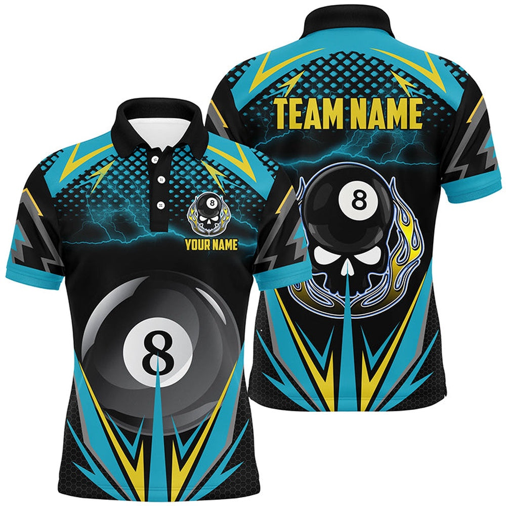 Billiard Polo Shirts, Personalized 8 Ball Billiard Jersey 3D Polo Shirts Custom Team Name Billiard Jerseys, Billiards Team Shirts
