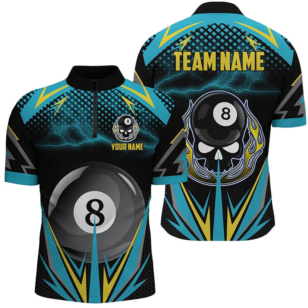 Billiard Polo Shirts, Personalized 8 Ball Billiard Jersey 3D Polo Shirts Custom Team Name Billiard Jerseys, Billiards Team Shirts