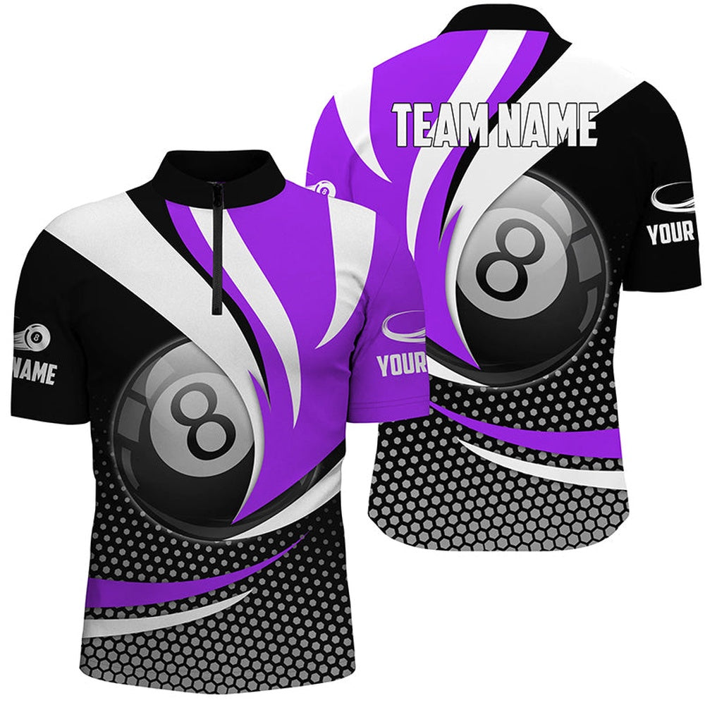 Billiard Polo Shirts, Personalized 8 Ball Billiard Purple Version 3D Shirts Best Custom Gifts For Pooler, Billiards Team Shirts