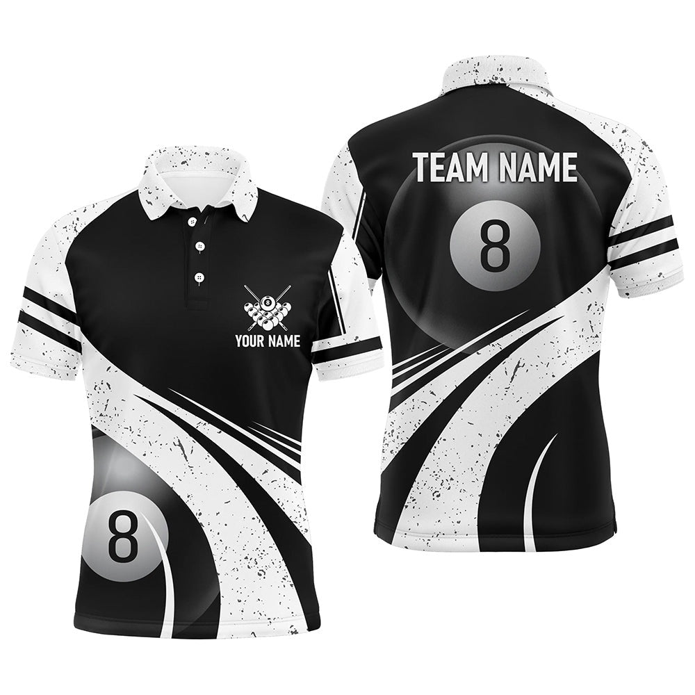 Billiard Polo Shirts, Personalized 8 Ball Billiard White Black 3D Polo Shirts, Custom Pool Billiard Balls Jerseys, Billiards Team Shirts