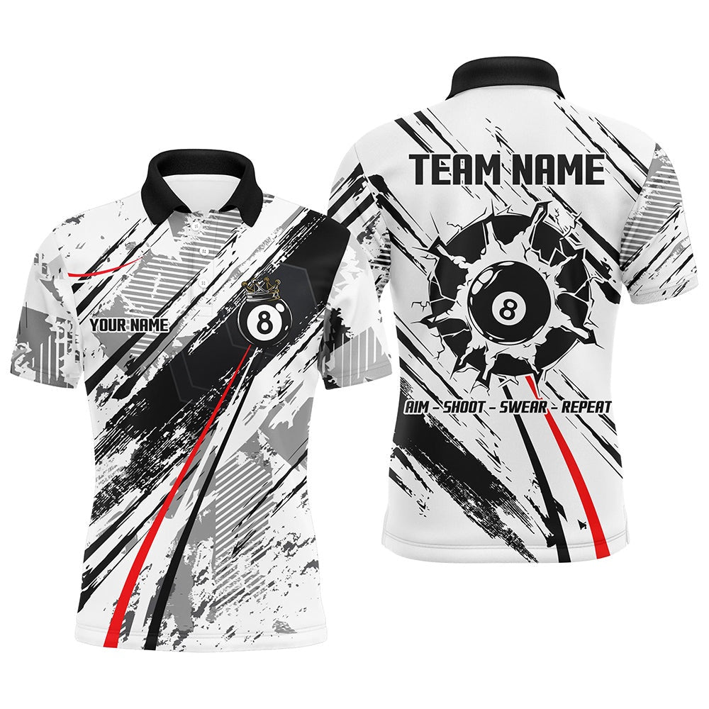 Billiard Polo Shirts, Personalized 8 Ball Billiards Shirts, 8 Ball Pool Jerseys Custom S Billiard Shirts, Billiards Team Shirts