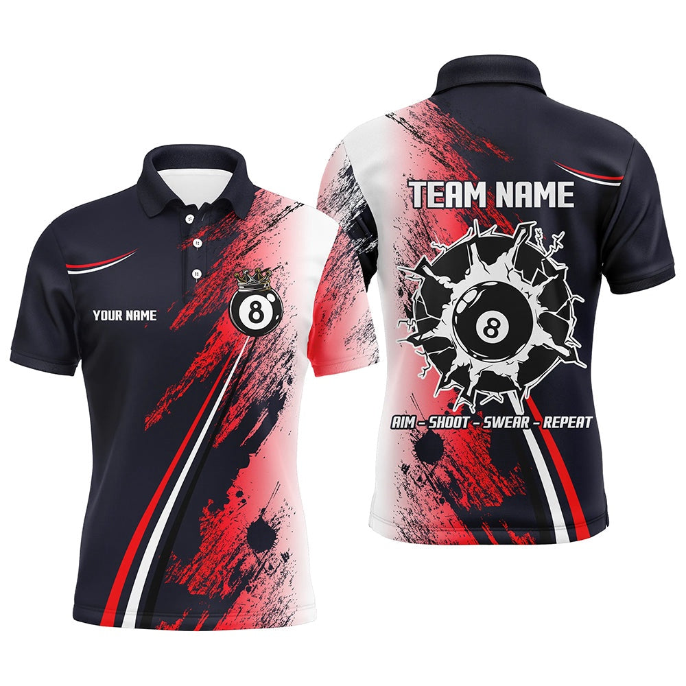 Billiard Polo Shirts, Personalized 8 Ball Billiards Shirts Custom 8 Ball Pool Jerseys S Billiard Shirts, Billiards Team Shirts