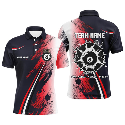 Billiard Polo Shirts, Personalized 8 Ball Billiards Shirts Custom 8 Ball Pool Jerseys S Billiard Shirts, Billiards Team Shirts