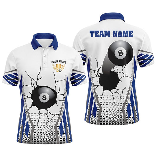 Billiard Polo Shirts, Personalized 8 Ball Broke Wall Billiard Polo Shirts, Custom Funny Billiards Shirts, Billiards Team Shirts
