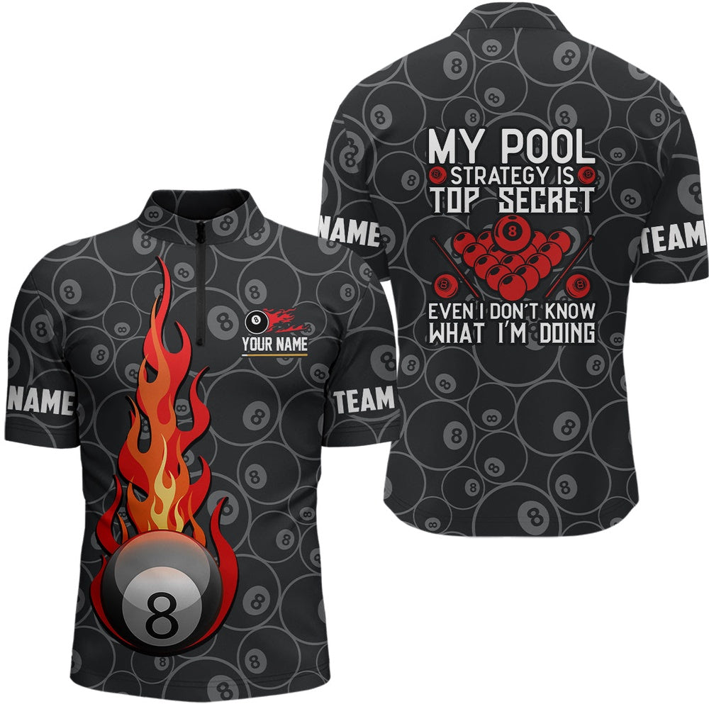 Billiard Polo Shirts, Personalized 8 Ball Flame Billiard Polo Shirts, Custom 8 Ball Pattern Billiard Jerseys, Billiards Team Shirts