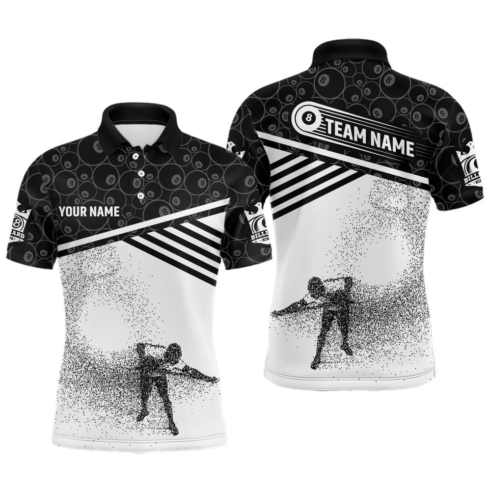 Billiard Polo Shirts, Personalized 8 Ball Pattern Billiard Polo Shirts, Custom Pool Player Billiards Jerseys, Billiards Team Shirts