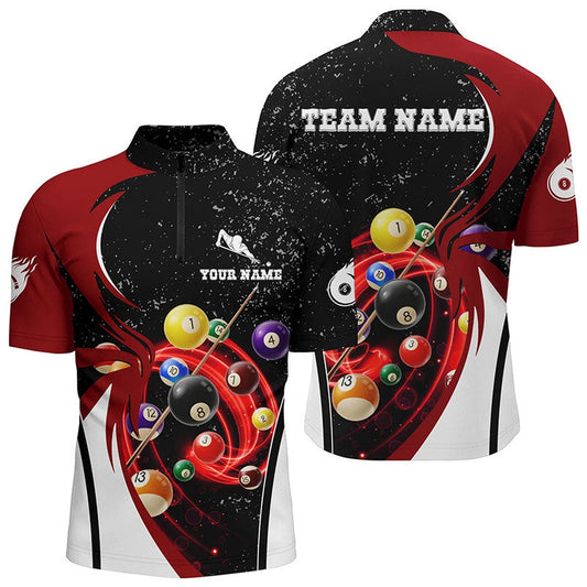 Billiard Polo Shirts, Personalized 8 Ball Pool Balls Black Grunge Billiard Polo Shirts, Billiards Jerseys, Billiards Team Shirts