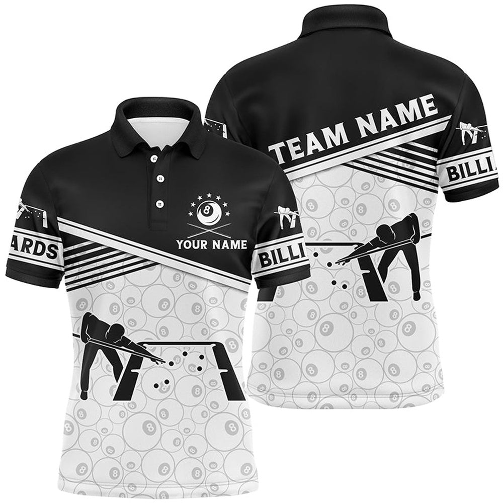 Billiard Polo Shirts, Personalized 8 Ball Pool Billiard Player Polo Shirts, Best Custom Billiards Team Shirts, Billiards Team Shirts