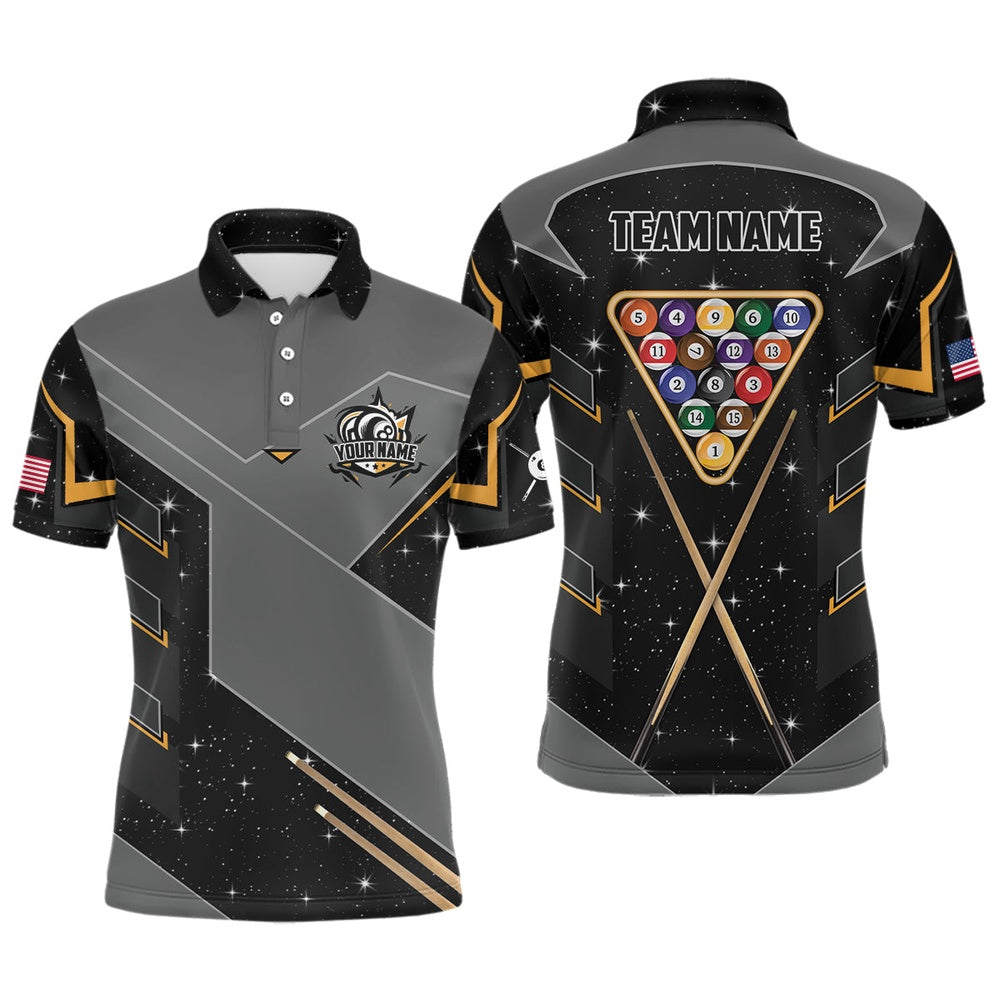Billiard Polo Shirts, Personalized 8 Ball Pool Billiard Polo Shirts Custom 8 Ball Billiards Attire Jerseys, Billiards Team Shirts