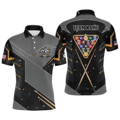 Billiard Polo Shirts, Personalized 8 Ball Pool Billiard Polo Shirts Custom 8 Ball Billiards Attire Jerseys, Billiards Team Shirts