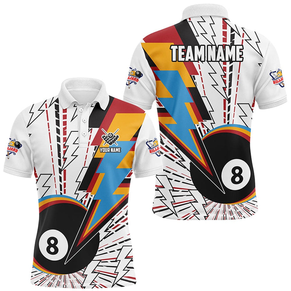 Billiard Polo Shirts, Personalized 8 Ball Pool Billiard Shirts Custom Unique Colorful Jerseys Billiard Team Shirts, Billiards Team Shirts