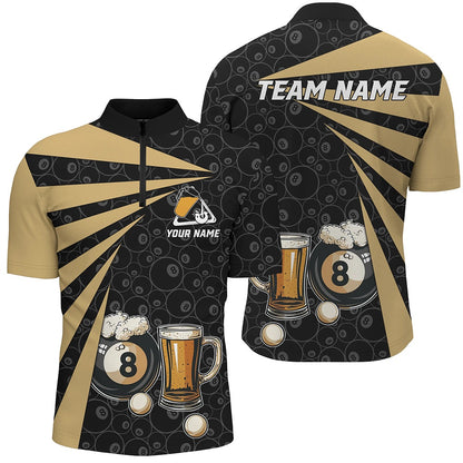 Billiard Polo Shirts, Personalized 8 Ball Pool With Beer Billiard Polo Shirts Custom Billiard Beer Pool Player Shirts, Billiards Team Shirts