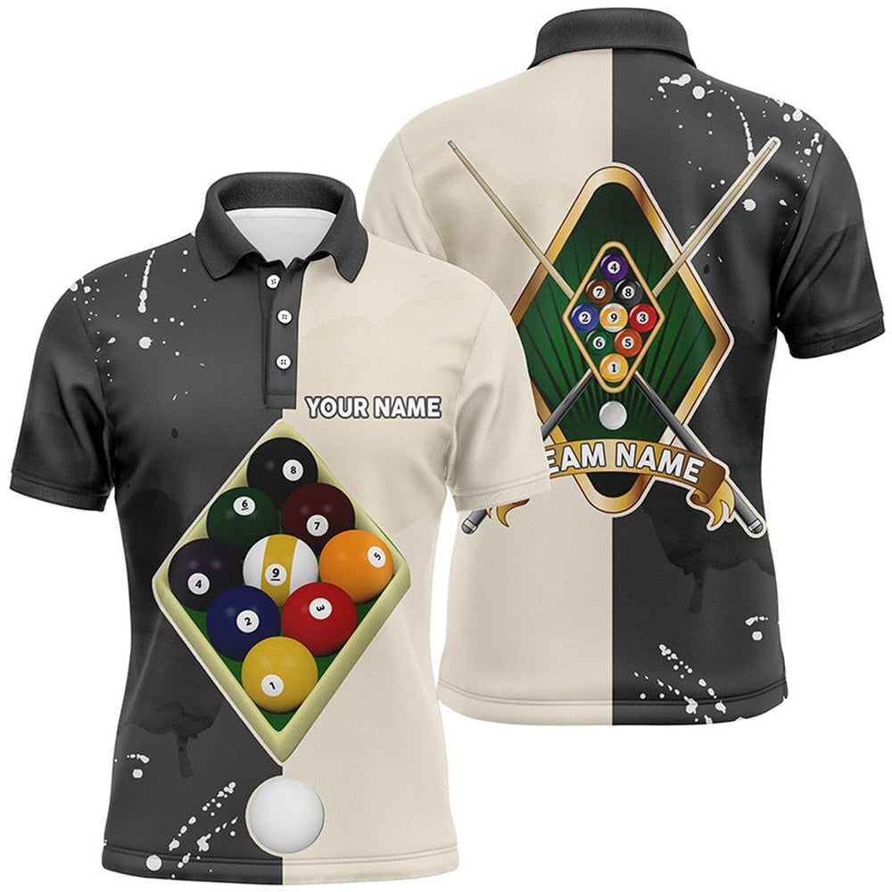 Billiard Polo Shirts, Personalized 9 Ball Pool Billiard Balls Polo Shirts, Custom 9 Ball Billiards Jerseys, Billiards Team Shirts