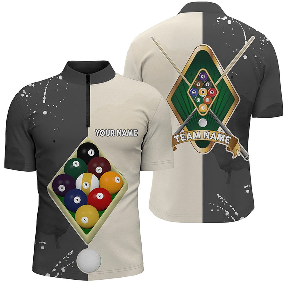 Billiard Polo Shirts, Personalized 9 Ball Pool Billiard Balls Polo Shirts, Custom 9 Ball Billiards Jerseys, Billiards Team Shirts