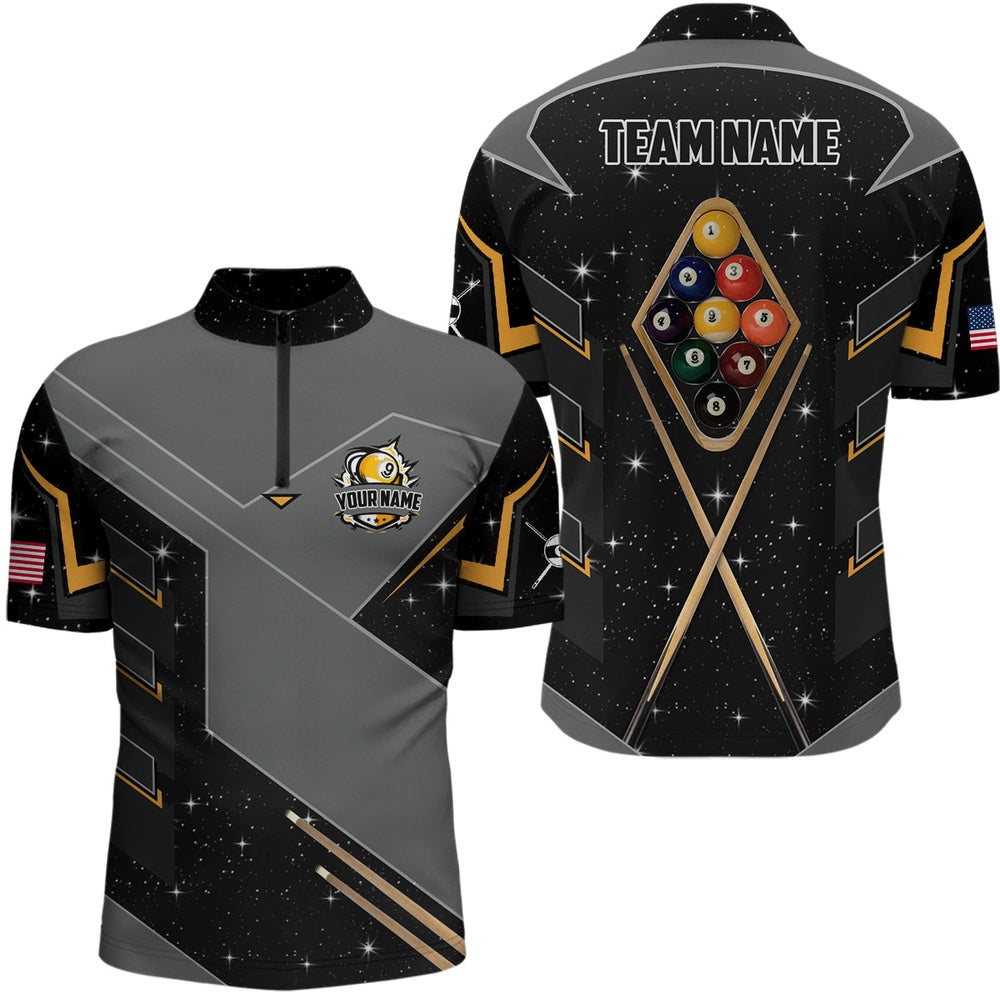 Billiard Polo Shirts, Personalized 9 Ball Pool Billiard Polo Shirts Custom 9 Ball Billiards Attire Jerseys, Billiards Team Shirts