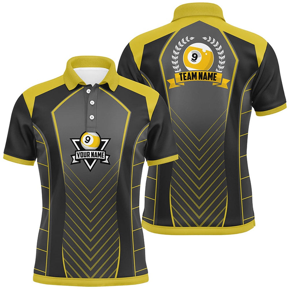 Billiard Polo Shirts, Personalized 9 Ball Pool Emblem 3D Billiards Polo Shirts, Custom 9 Ball Team Shirts, Billiards Team Shirts