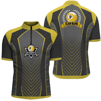Billiard Polo Shirts, Personalized 9 Ball Pool Emblem 3D Billiards Polo Shirts, Custom 9 Ball Team Shirts, Billiards Team Shirts