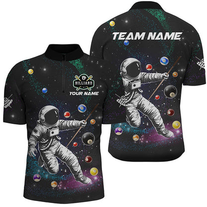 Billiard Polo Shirts, Personalized Astronaut Playing Billiard 3D Printed Polo Shirts Custom Funny Billiard Apparel, Billiards Team Shirts