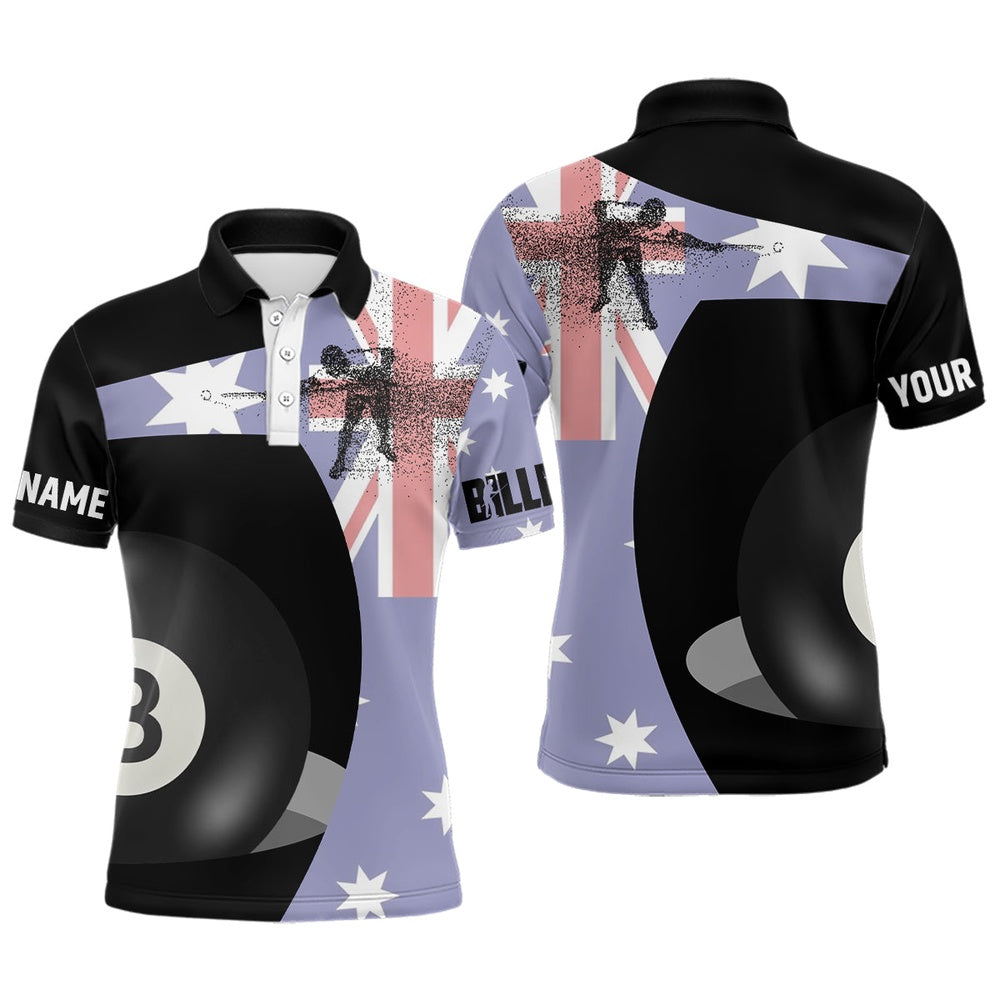 Billiard Polo Shirts, Personalized Australian Flag 8 Ball Pool Billiard Polo Shirts, Custom Billiards Jerseys, Billiards Team Shirts
