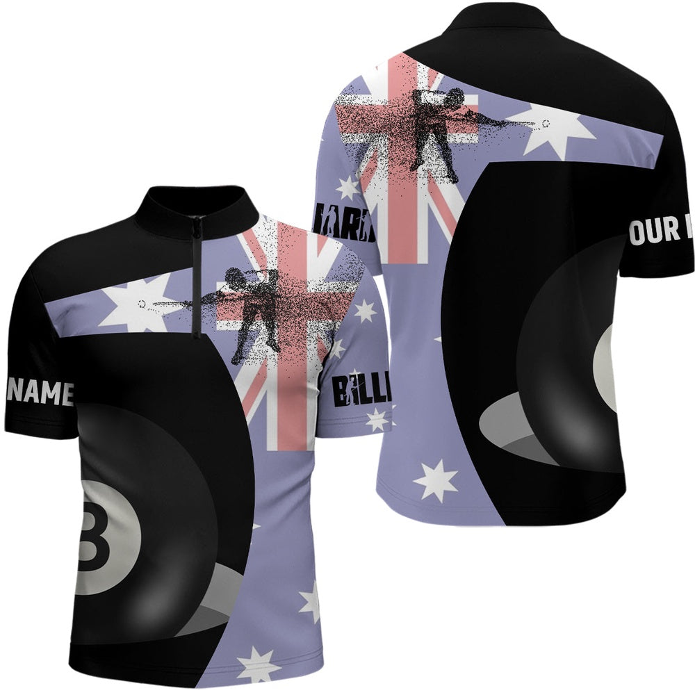 Billiard Polo Shirts, Personalized Australian Flag 8 Ball Pool Billiard Polo Shirts, Custom Billiards Jerseys, Billiards Team Shirts