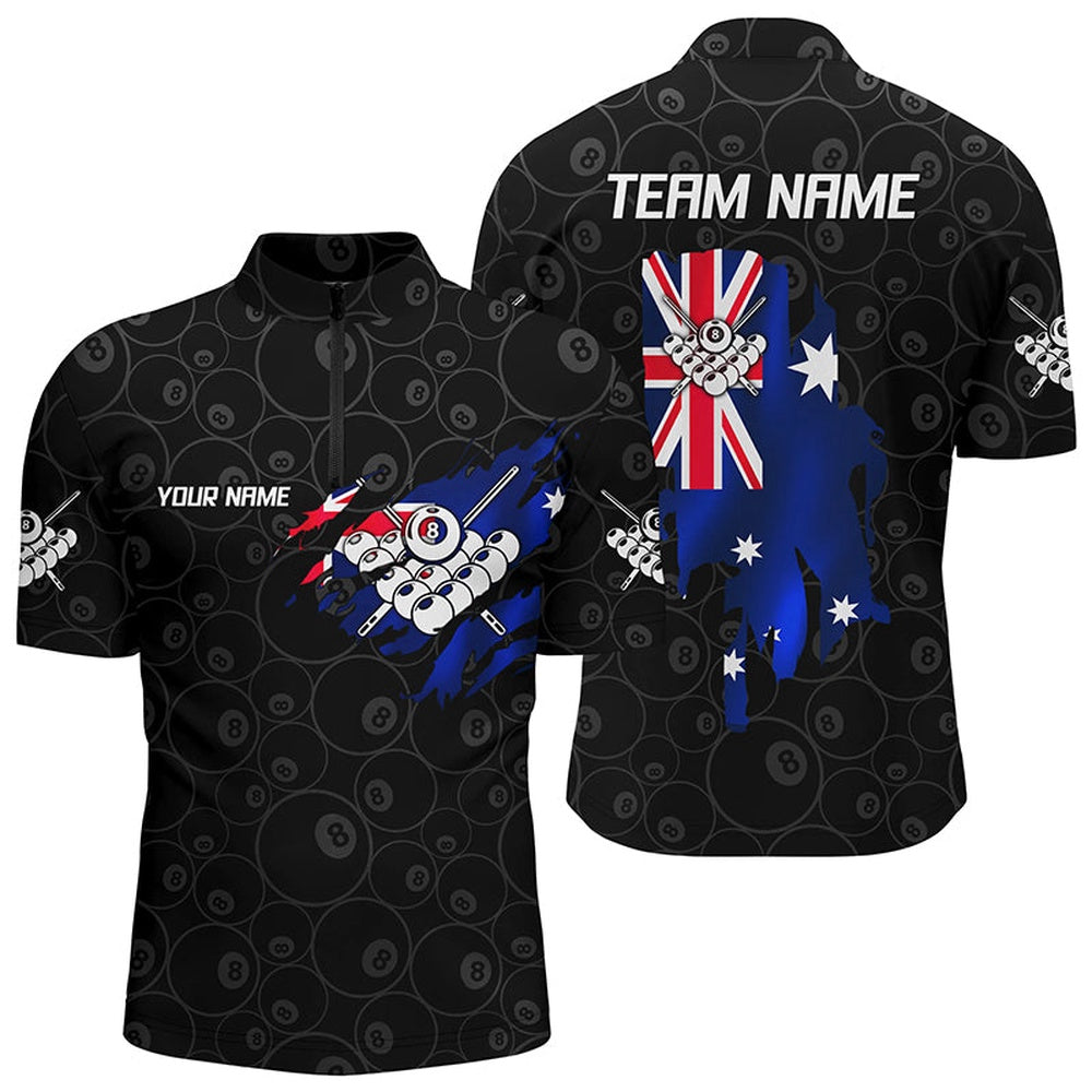 Billiard Polo Shirts, Personalized Australian Flag 8 Ball Pool Billiards Polo Shirts Custom Billiard Team Shirts, Billiards Team Shirts