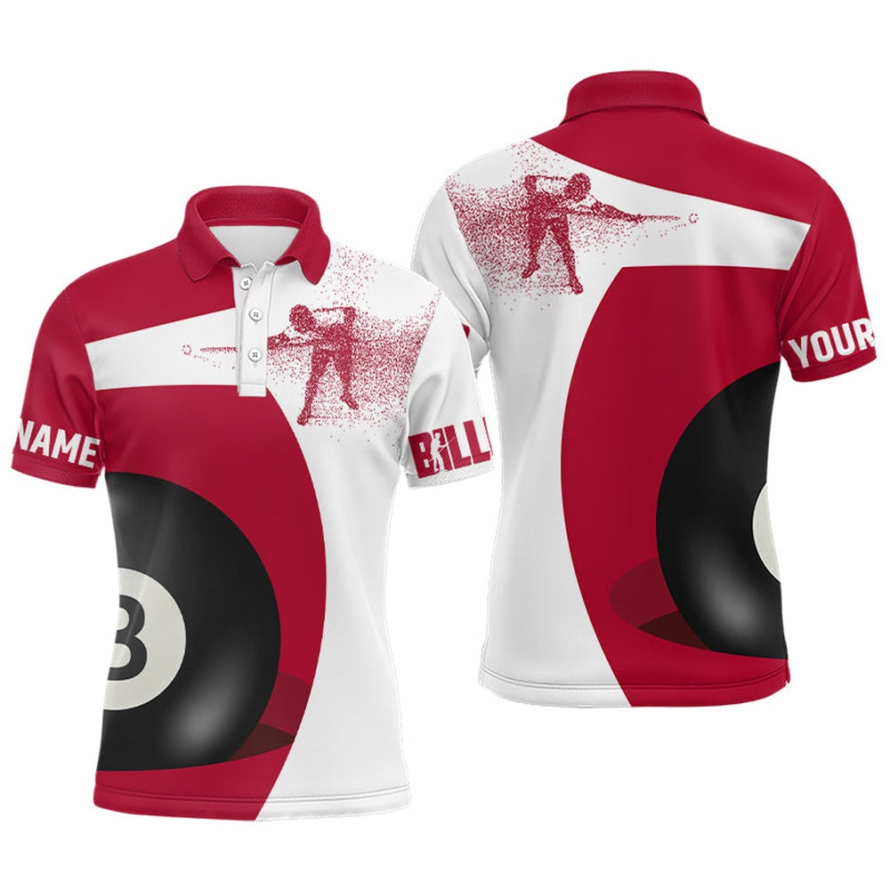 Billiard Polo Shirts, Personalized Billiard 3D Funny Billiard Player Polo Shirts, Custom Red Billiards Jerseys, Billiards Team Shirts