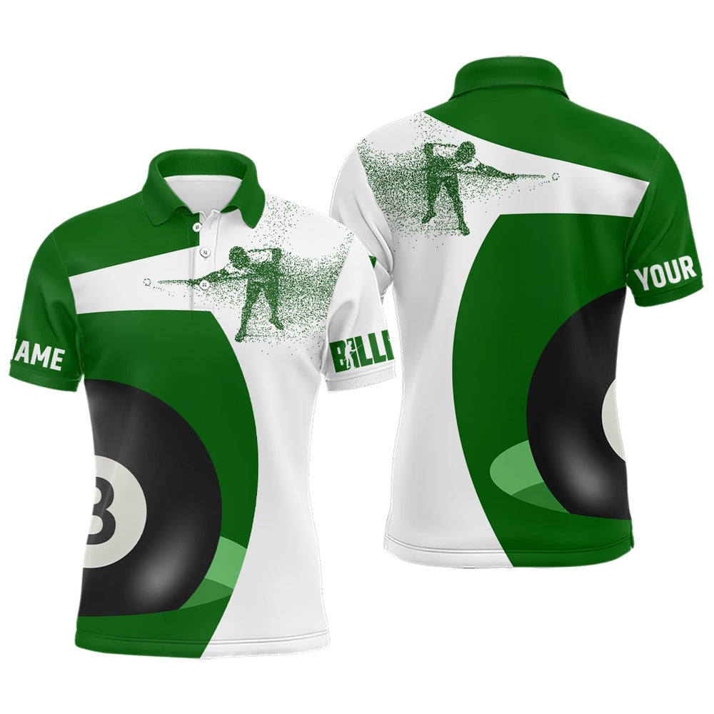 Billiard Polo Shirts, Personalized Billiard 3D Funny Billiard Player Polo Shirts, Green Custom Billiards Jerseys, Billiards Team Shirts