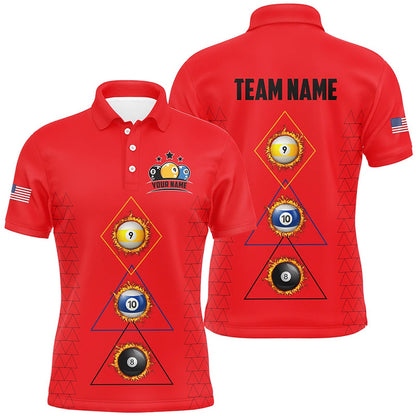 Billiard Polo Shirts, Personalized Billiard 8 Ball 9 & Ball 10 Ball Shirts, Unique Team Jersey Red Billiard Shirt, Billiards Team Shirts