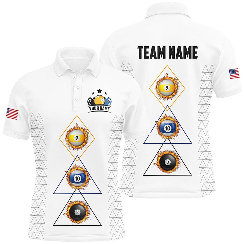 Billiard Polo Shirts, Personalized Billiard 8 Ball 9 Ball 10 Ball Shirts, Unique Team Jersey White Billiard Shirt, Billiards Team Shirts