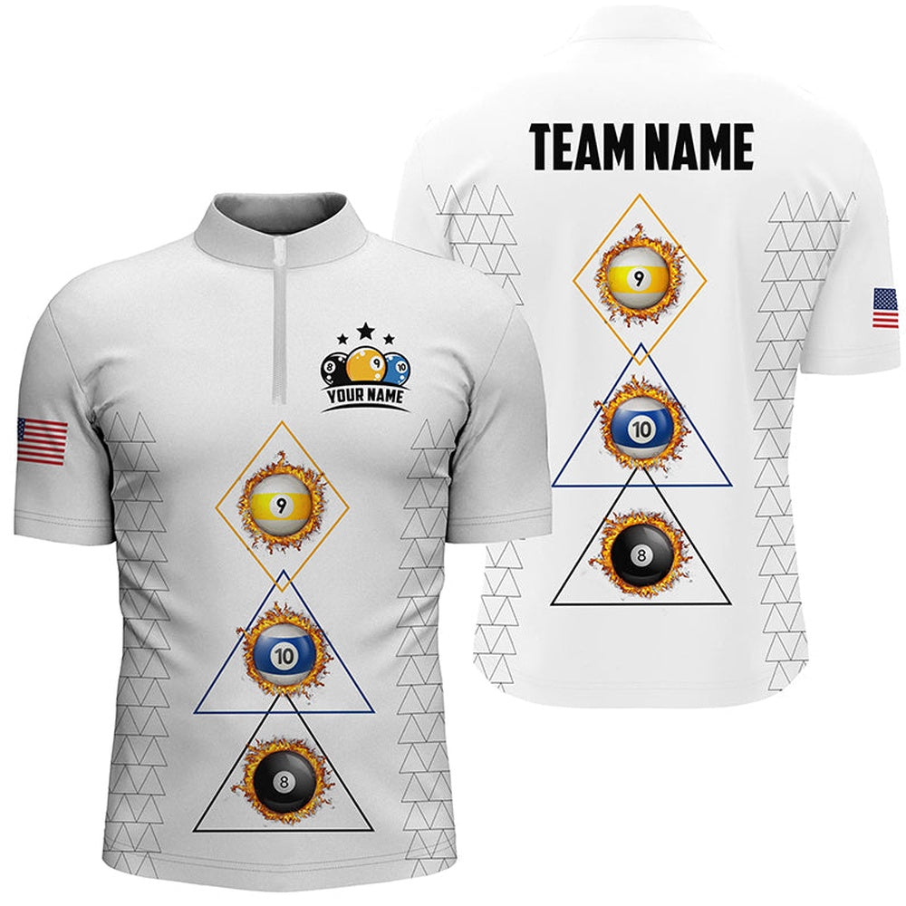 Billiard Polo Shirts, Personalized Billiard 8 Ball 9 Ball 10 Ball Shirts, Unique Team Jersey White Billiard Shirt, Billiards Team Shirts