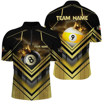 Billiard Polo Shirts, Personalized Billiard 8 Ball & 9 Ball Crown 3D Shirts, Best Billiard Team Jerseys Attire, Billiards Team Shirts
