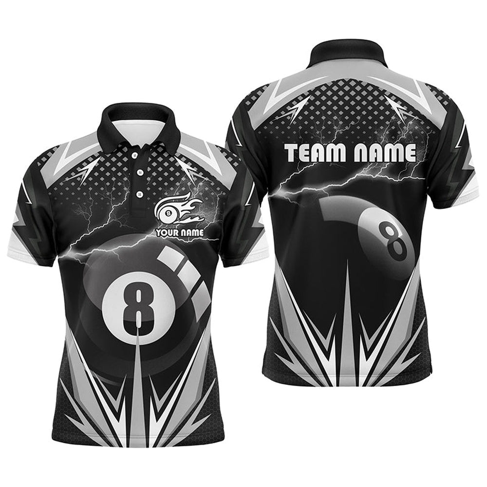 Billiard Polo Shirts, Personalized Billiard 8 Ball Pool Thunder Polo Shirts, Custom Pool Billiards 3D Shirts, Billiards Team Shirts