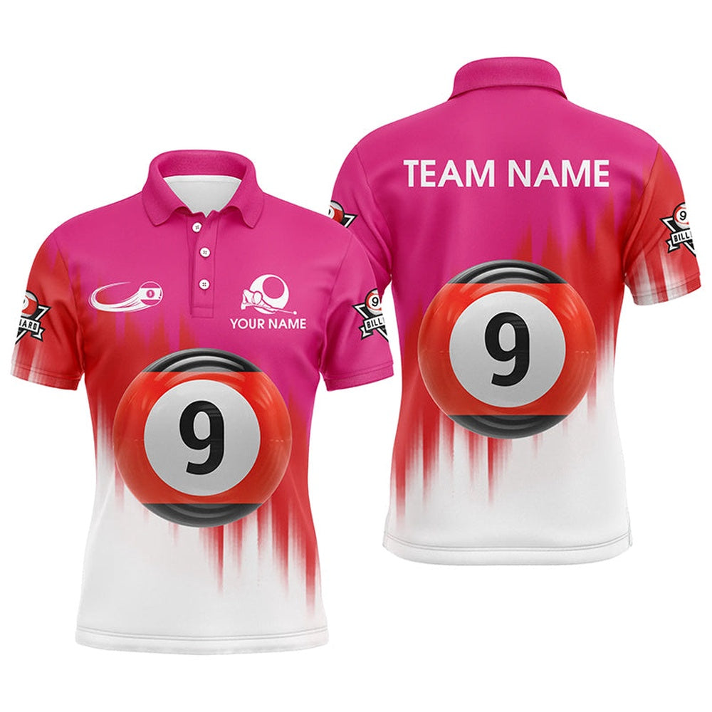 Billiard Polo Shirts, Personalized Billiard 9 Ball 3D Polo Shirts, Custom Championship Billiard Shirts, Billiards Team Shirts